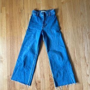 Zara high waist marine straight jeans in blue.